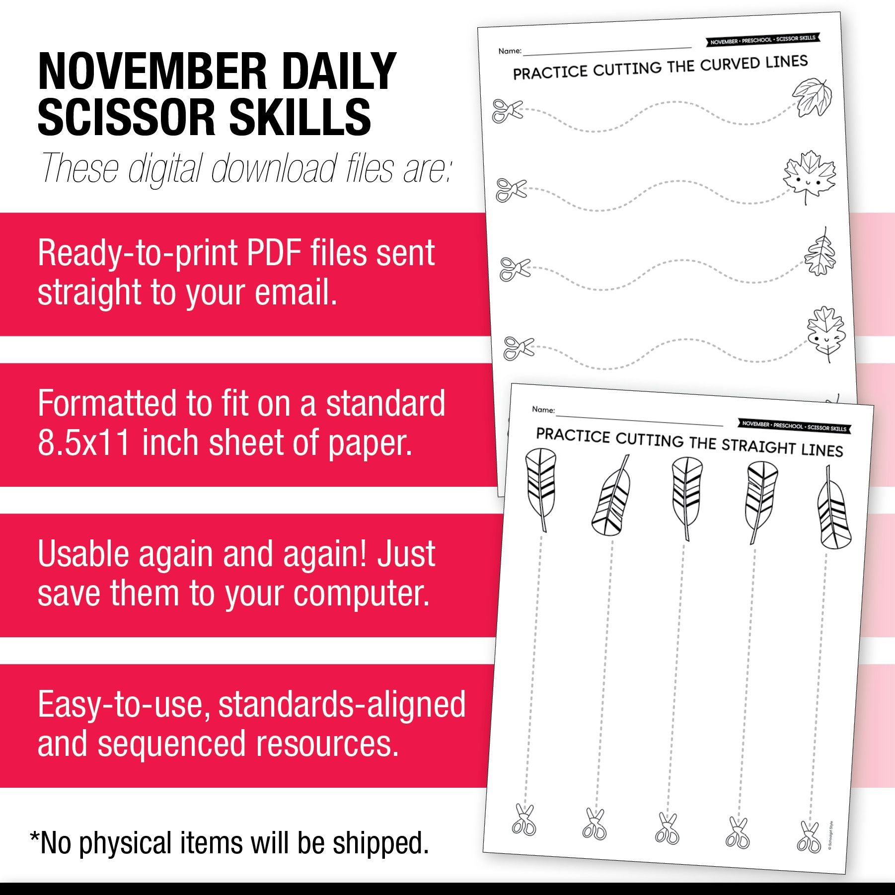 Printable Preschool November Daily Scissor Skills