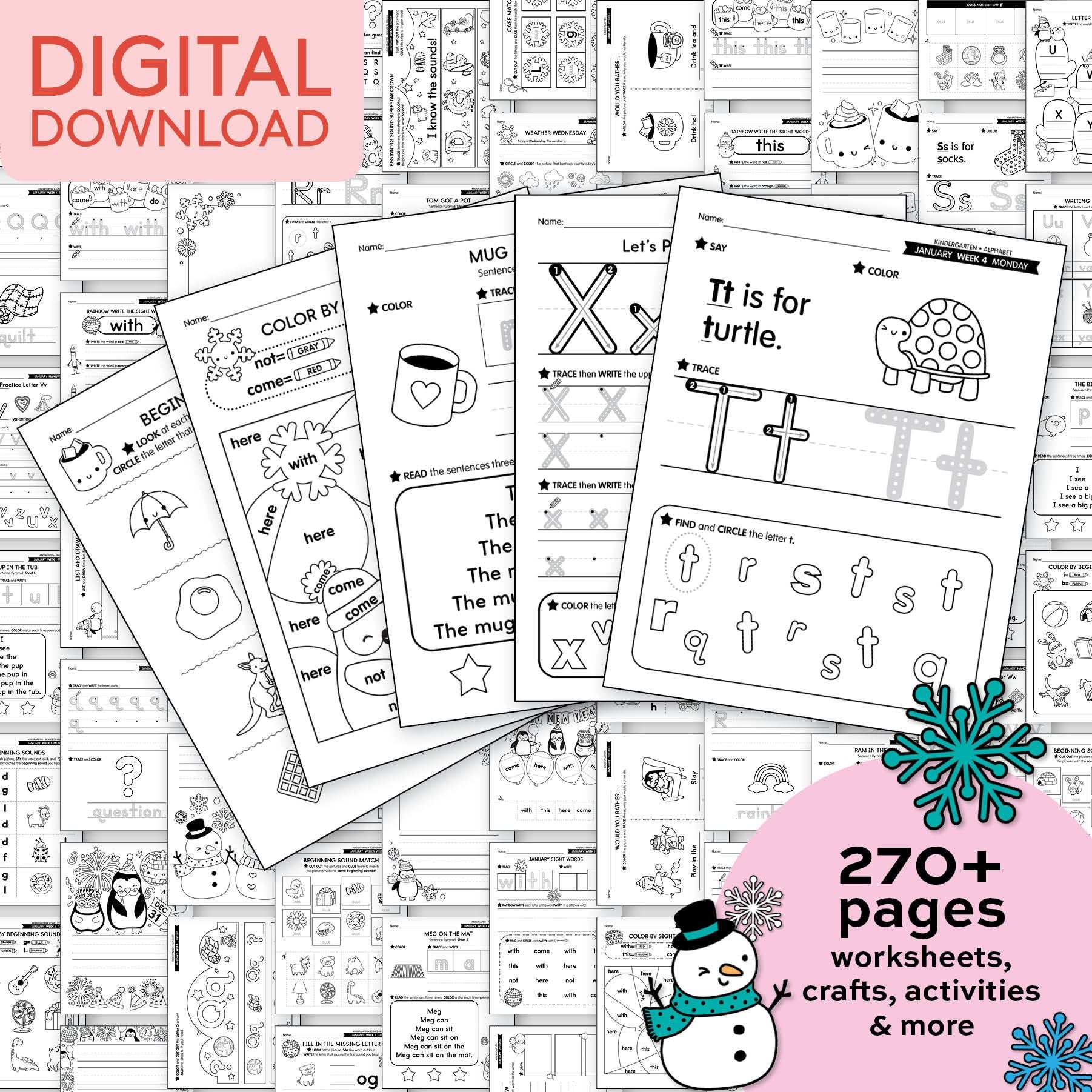 Printable Kindergarten January Thematic Unit Bundle