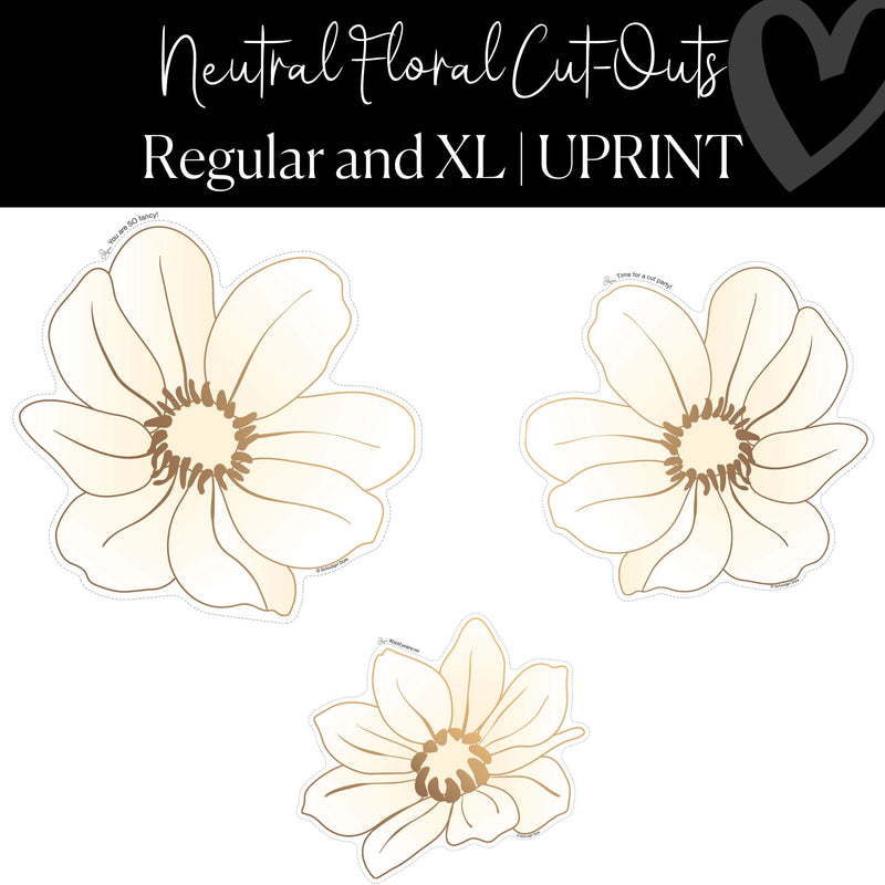 Neutral Floral Cut-Outs Teacher Lounge and Office Decor by UPRINT