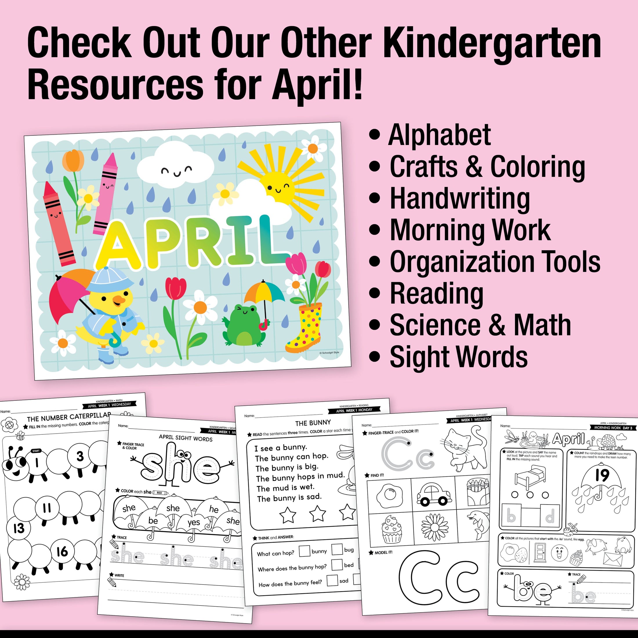 Printable Kindergarten April Daily Science of Reading