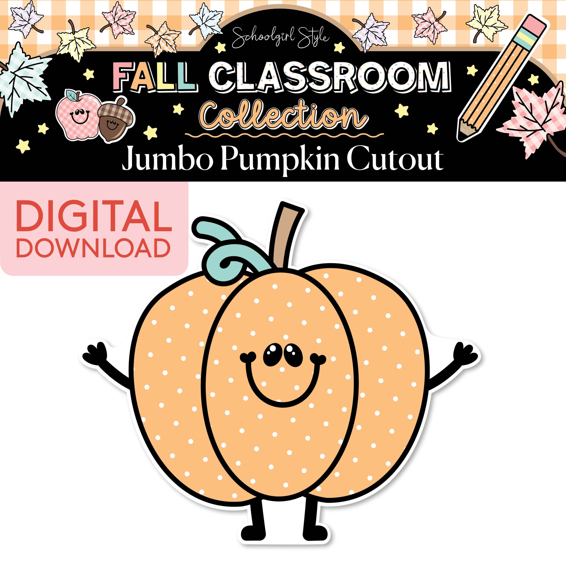 Printable Pastel Fall Pumpkin Jumbo Cutouts