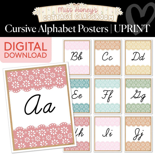 Printable Calming Cursive Alphabet Posters | Miss Honey's Cottage Classroom