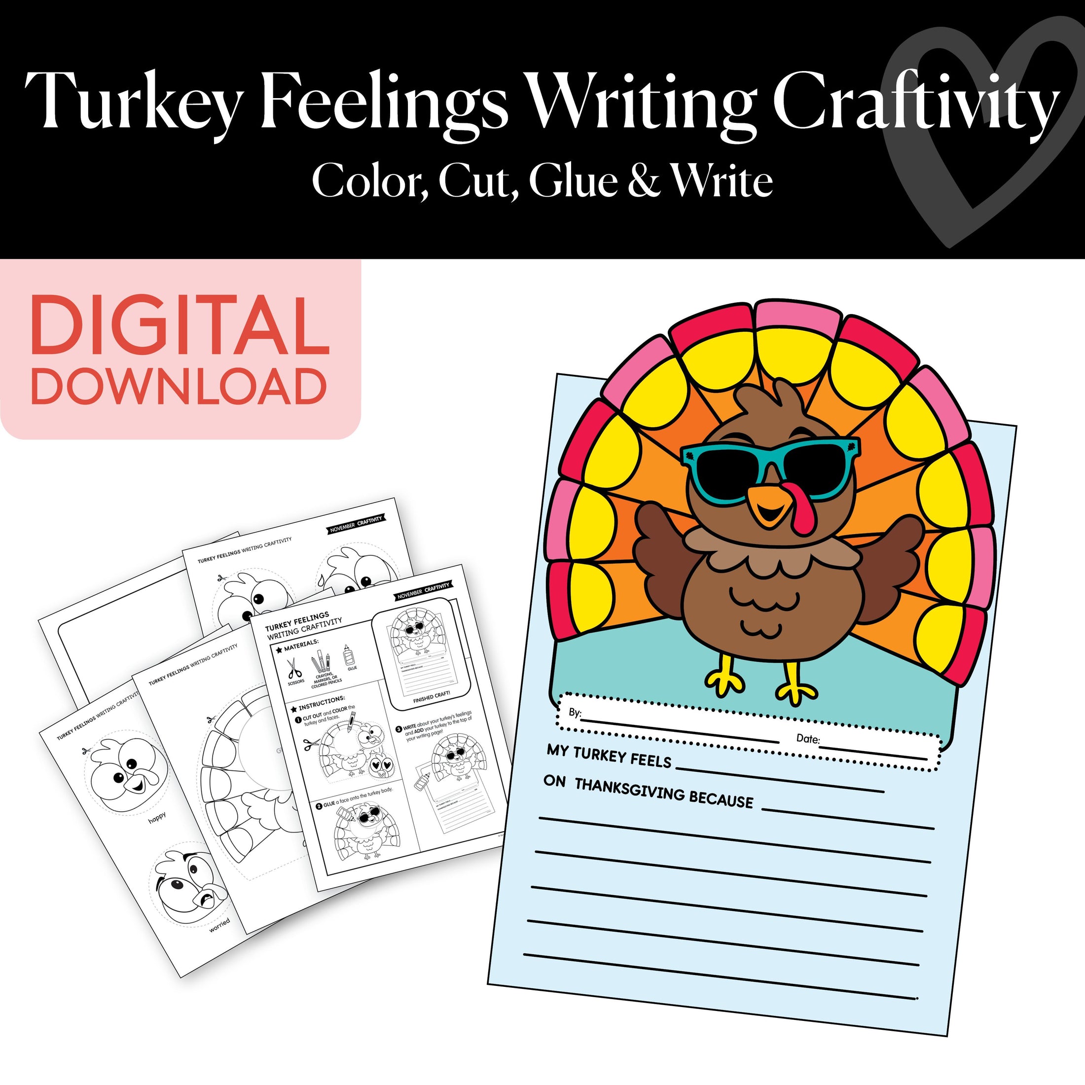 Printable Turkey Feelings Writing Craftivity