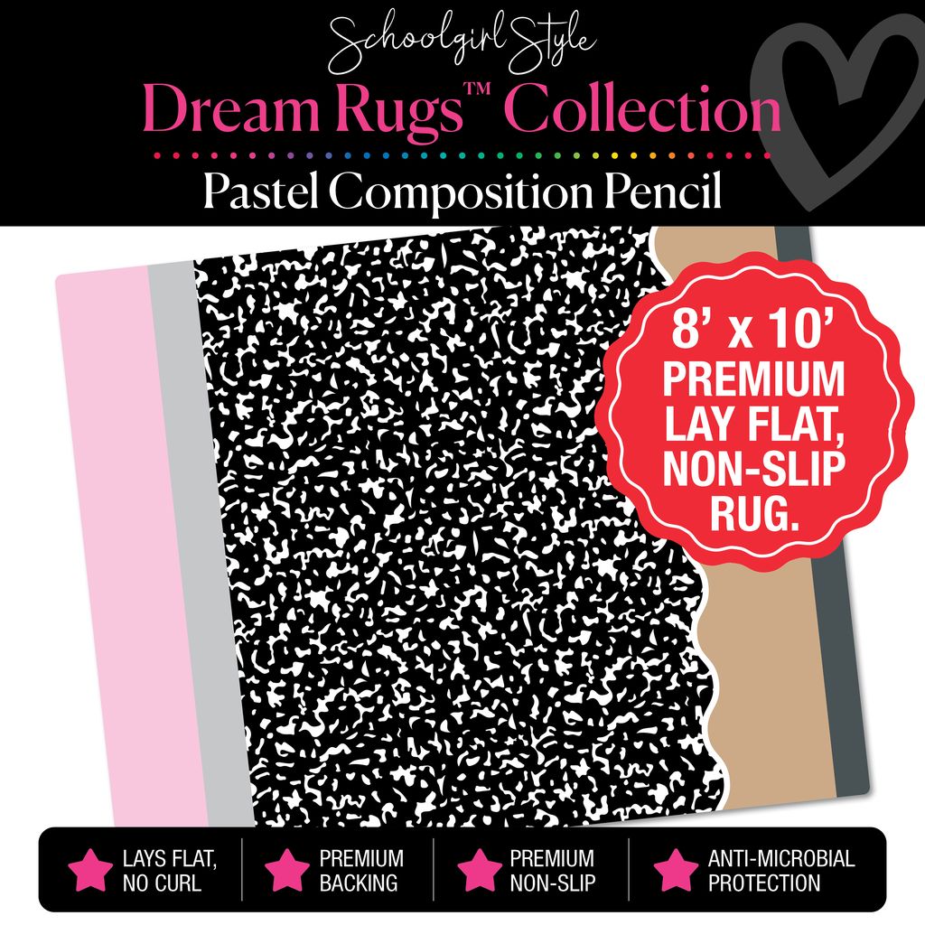 Pink Composition Pencil Classroom Rug by Schoolgirl Style
