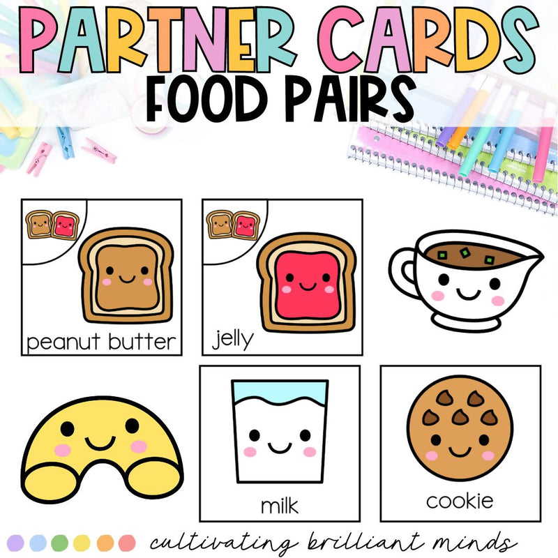 Partner Food Pair Up Set Cards | Back to School | Partner Cards