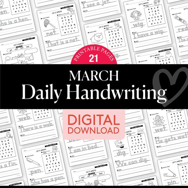 Printable March Daily Handwriting