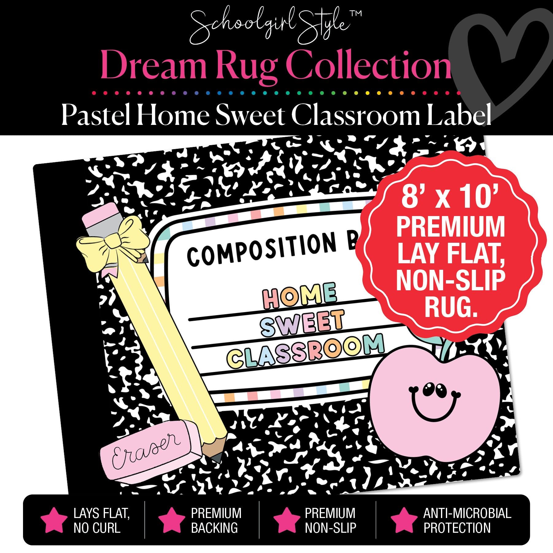 Pastel Home Sweet Classroom Composition Notebook Label Classroom Rug by Schoolgirl Style