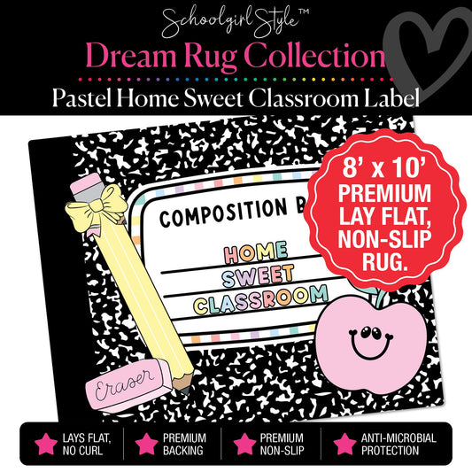 Pastel Home Sweet Classroom Composition Notebook Label Classroom Rug by Schoolgirl Style