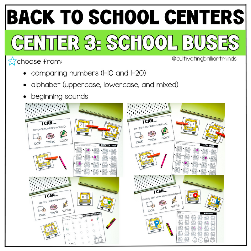 Back to School Phonics and Math Centers | Kindergarten and First Grade