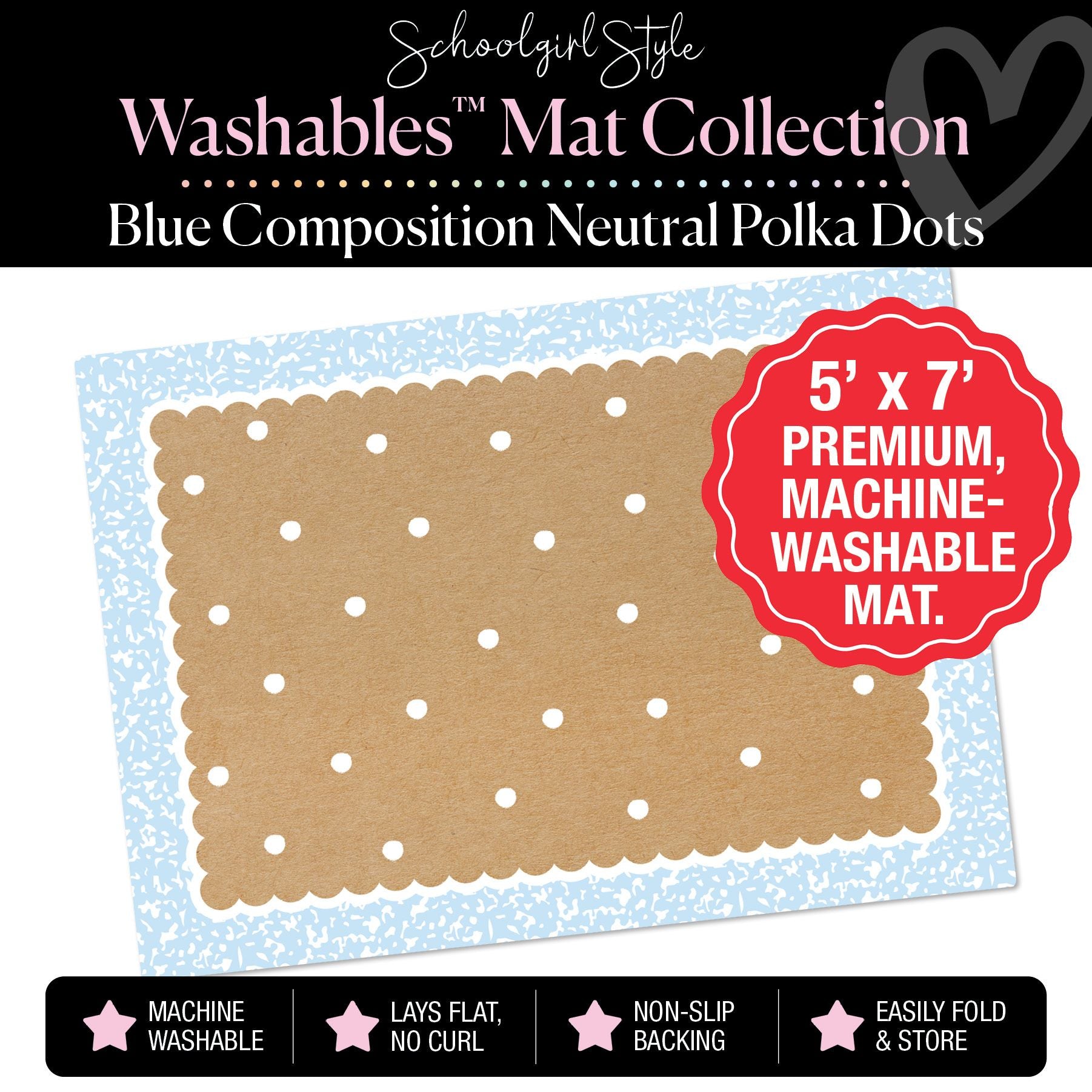Pastel Blue Composition Border Scallop Banner Backdrop Classroom Mat by Schoolgirl Style