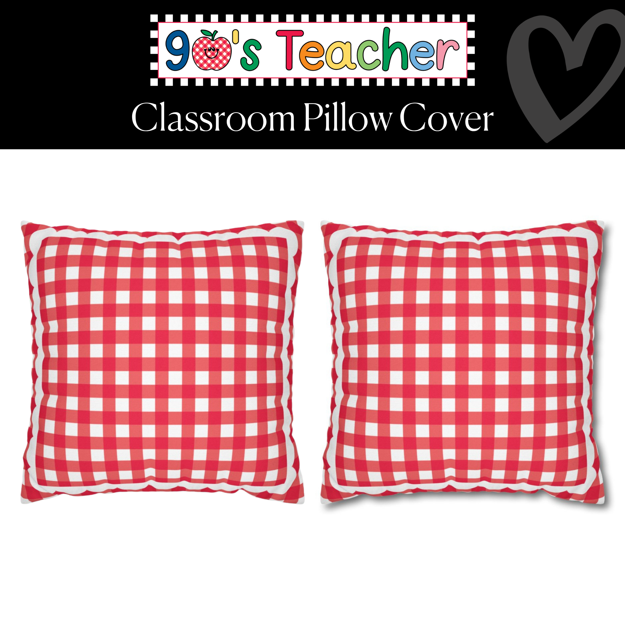 Red Gingham Classroom Pillow Cover | 90s Teacher