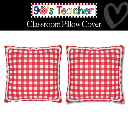 Red Gingham Classroom Pillow Cover | 90s Teacher