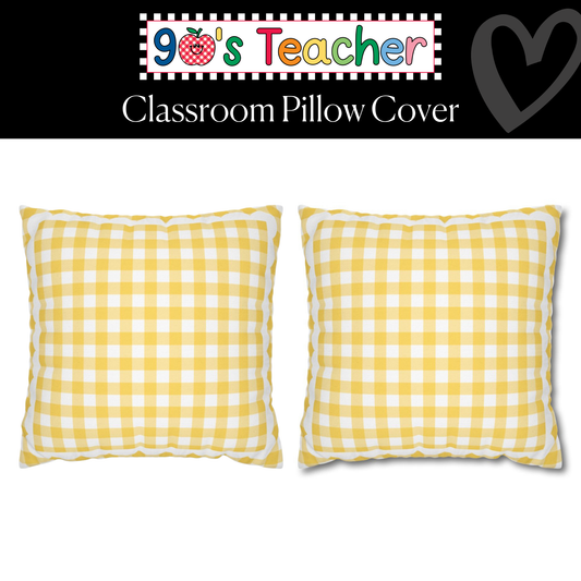 Yellow Gingham Classroom Pillow Cover | 90s Teacher
