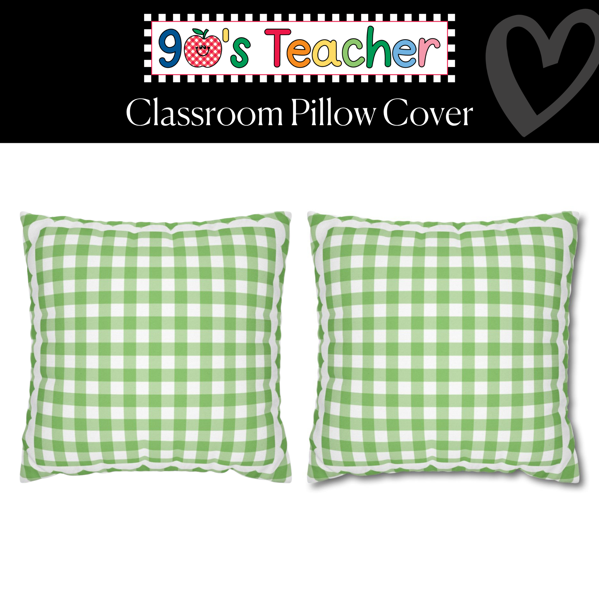 Light Green Gingham Classroom Pillow Cover | 90s Teacher