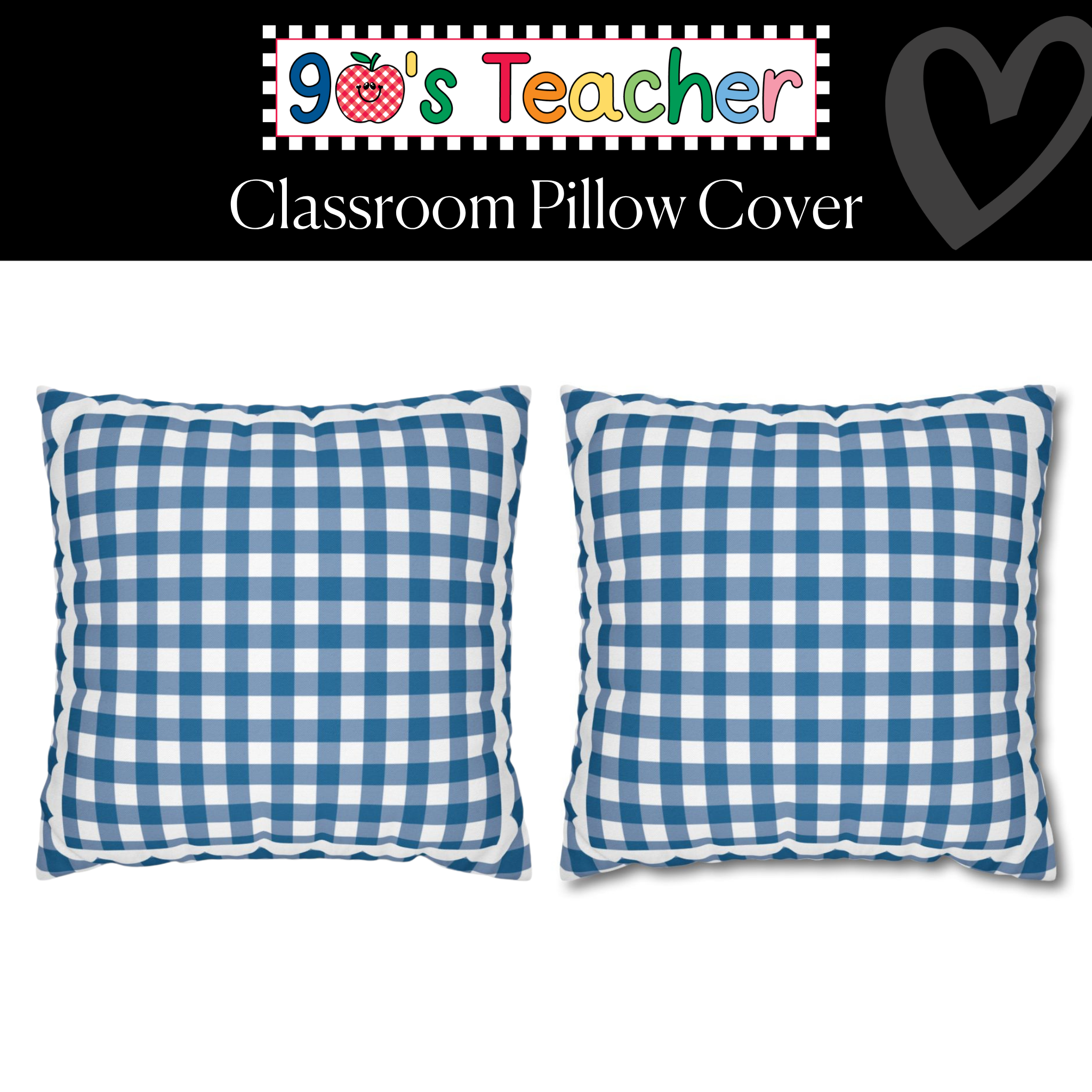 Blueberry Blue Gingham Classroom Pillow Cover | 90s Teacher
