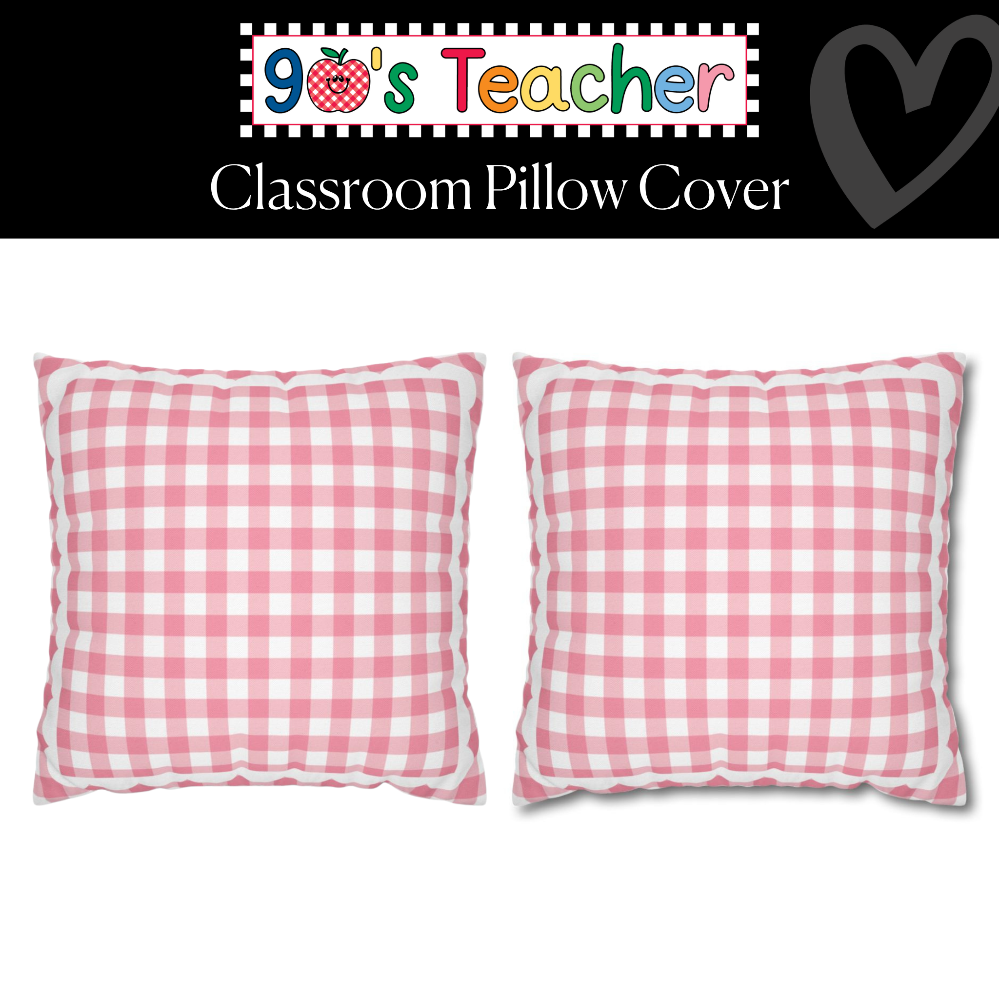 Pink Gingham Classroom Pillow Cover | 90s Teacher