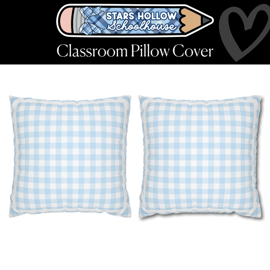 Light Blue Gingham Classroom Classroom Pillow Cover | Stars Hollow Schoolhouse