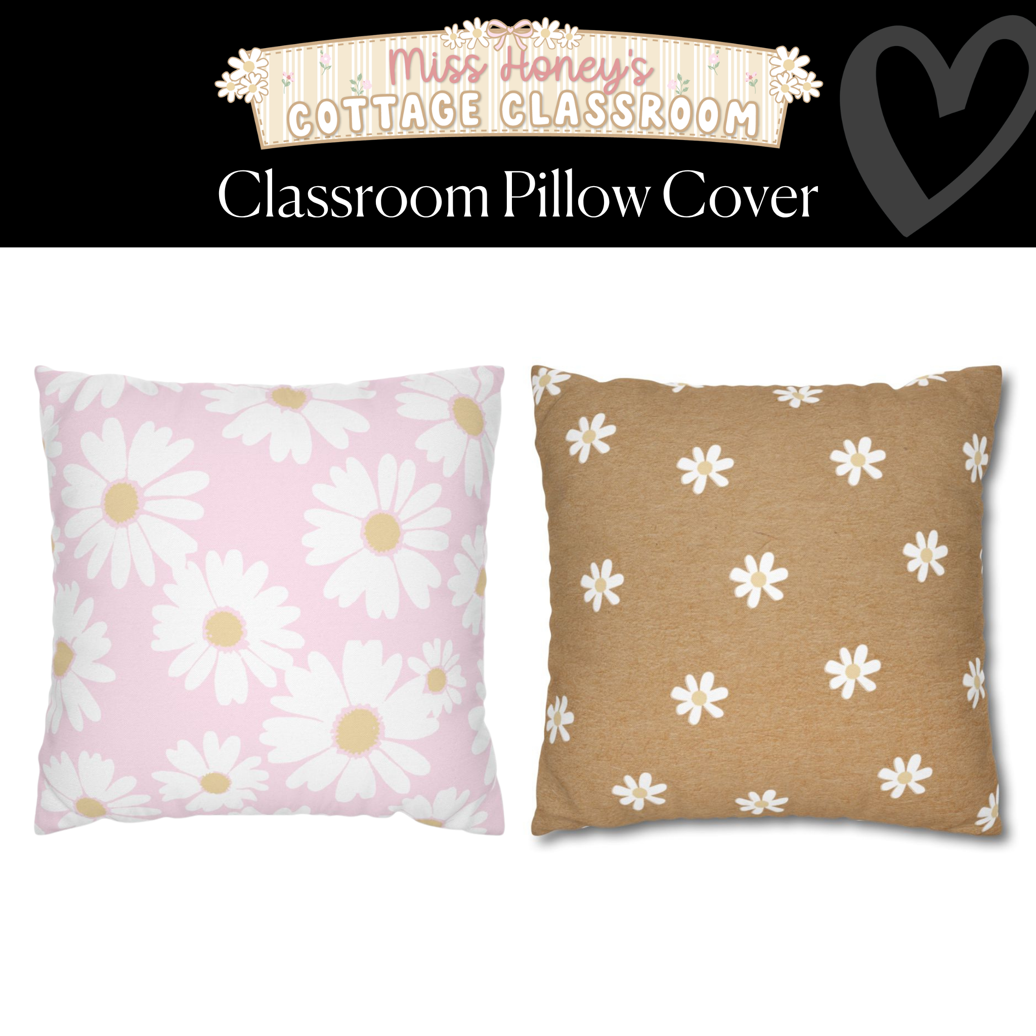 Pink Daisy Classroom Pillow Cover | Miss Honey's Cottage Classroom