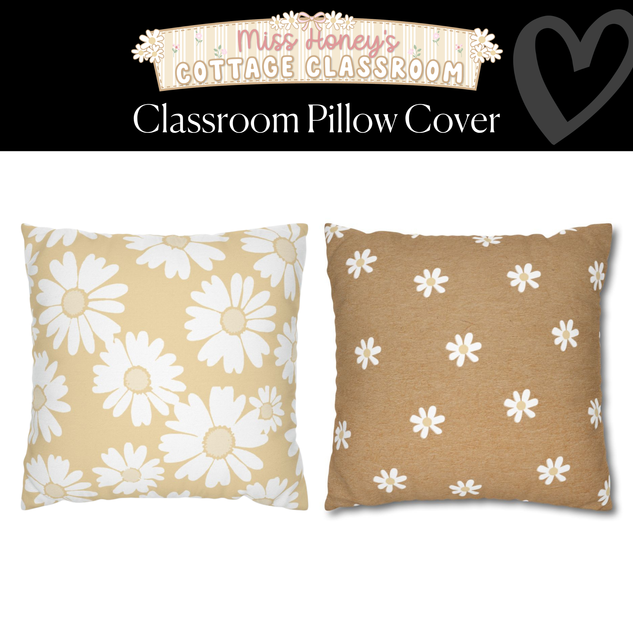 Yellow Daisy Classroom Pillow Cover | Miss Honey's Cottage Classroom