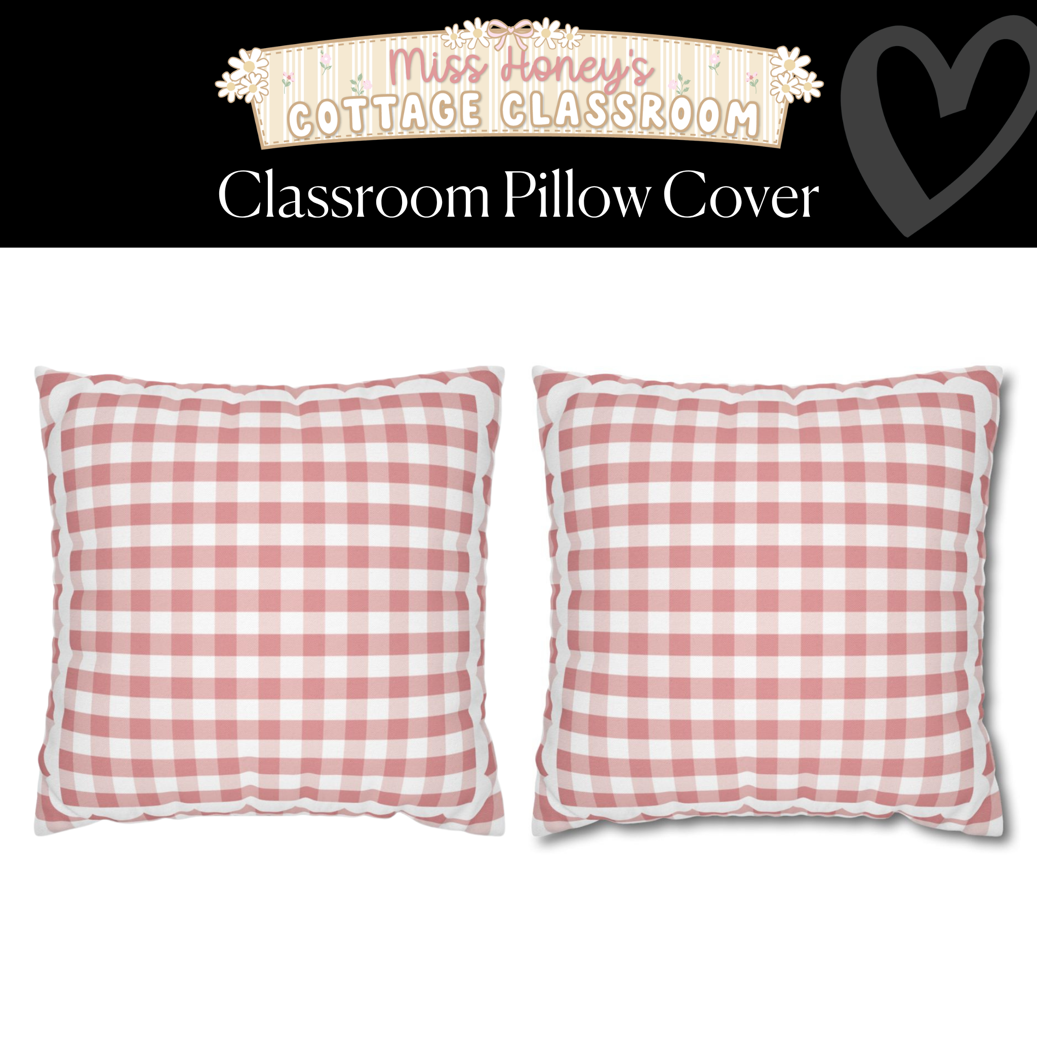 Heirloom Rose Gingham Classroom Classroom Pillow Cover | Miss Honey's Cottage Classroom