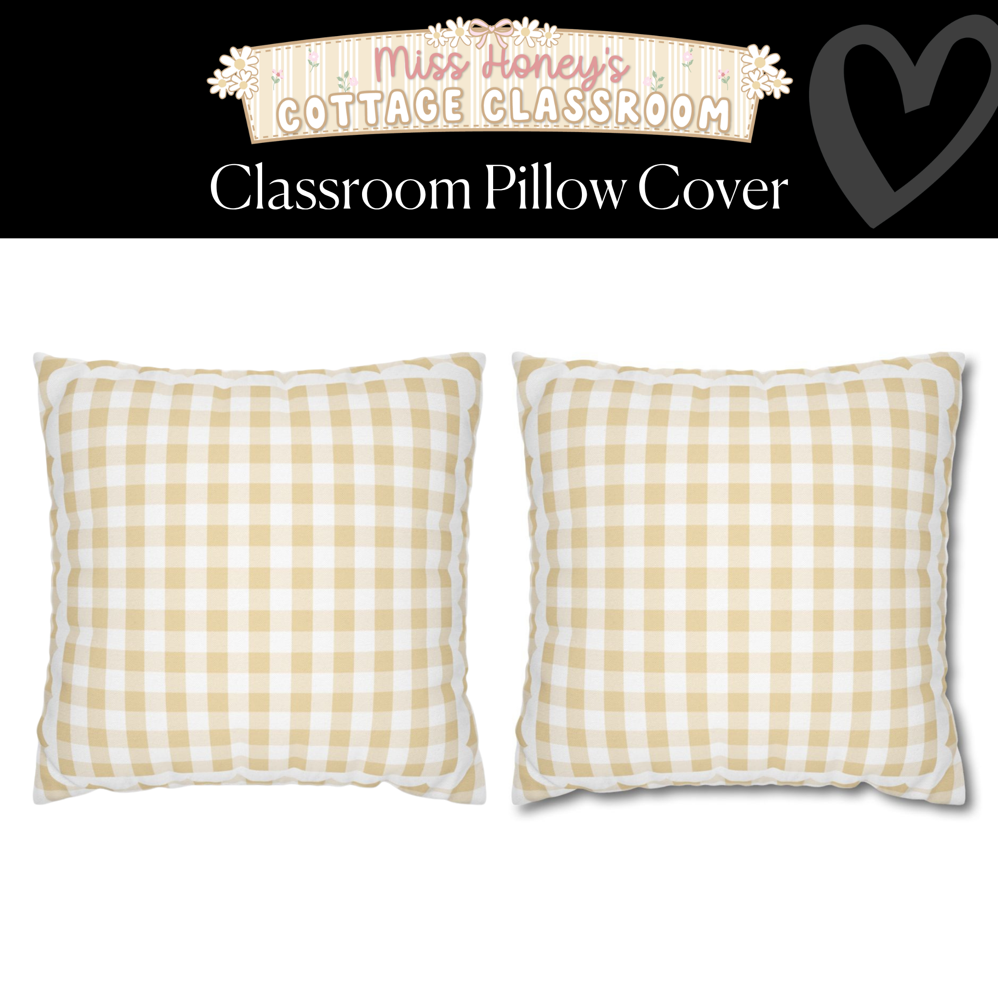 Soft Marigold Gingham Classroom Pillow Cover | Miss Honey
