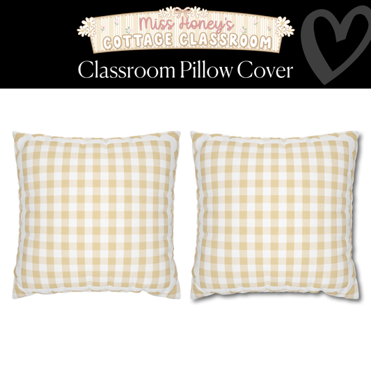 Soft Marigold Gingham Classroom Pillow Cover | Miss Honey