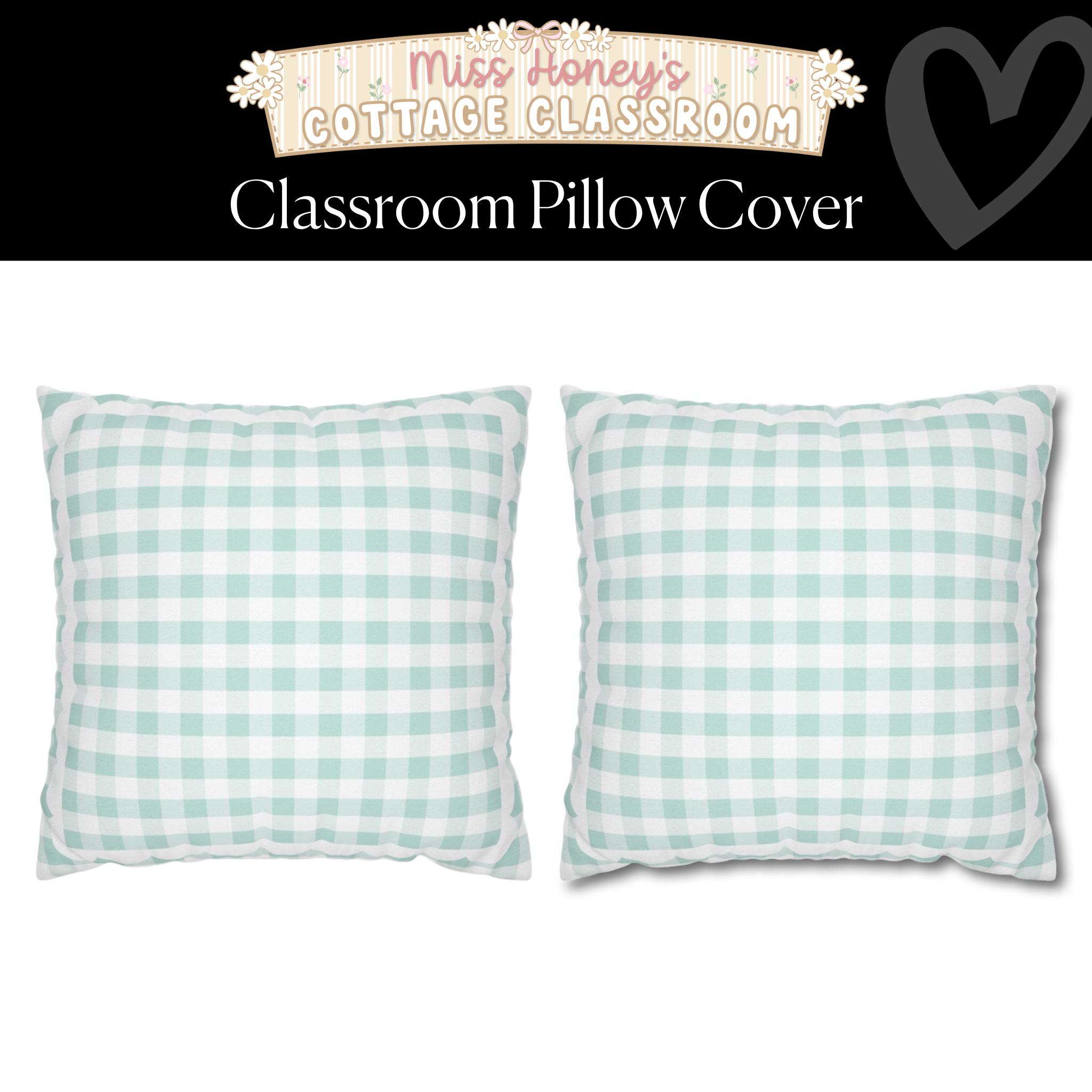 Meadow Mist Gingham Classroom Pillow Cover | Miss Honey's Cottage Classroom