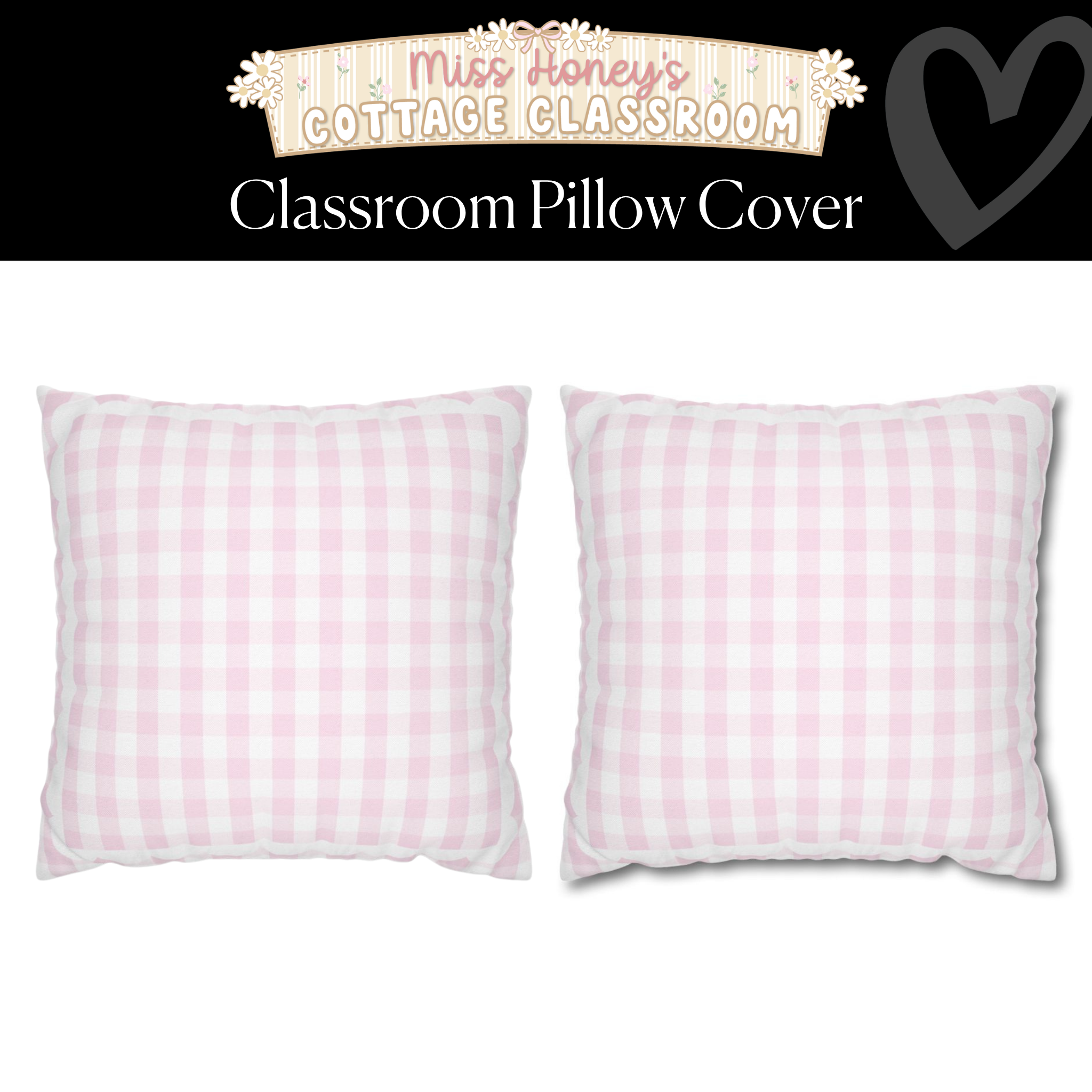 Petal Pink Gingham Classroom Pillow Cover | Miss Honey's Cottage Classroom