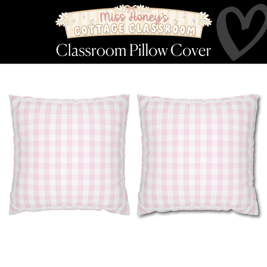Petal Pink Gingham Classroom Pillow Cover | Miss Honey's Cottage Classroom