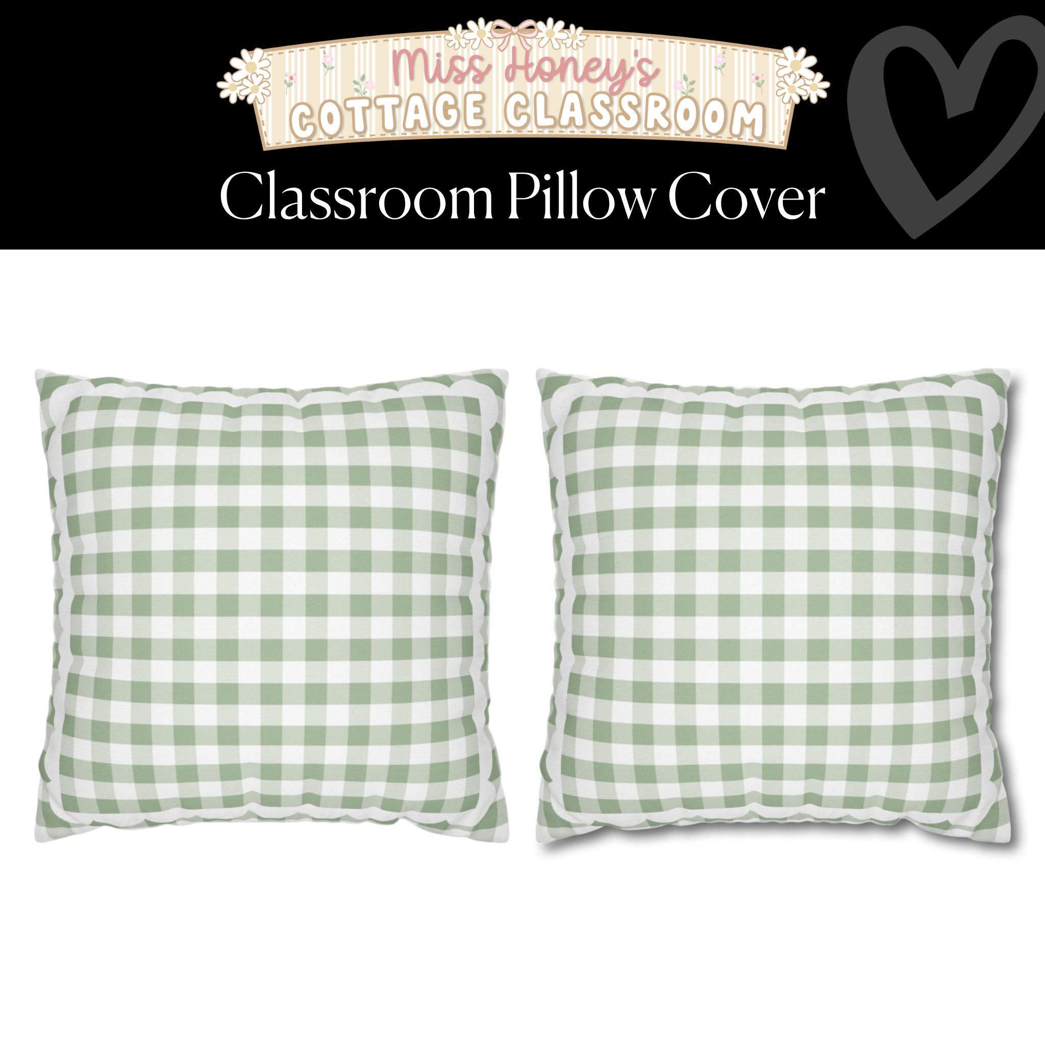 Eucalyptus Gingham Classroom Pillow Cover | Miss Honey's Cottage Classroom