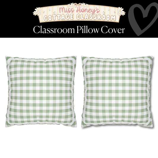 Eucalyptus Gingham Classroom Pillow Cover | Miss Honey's Cottage Classroom