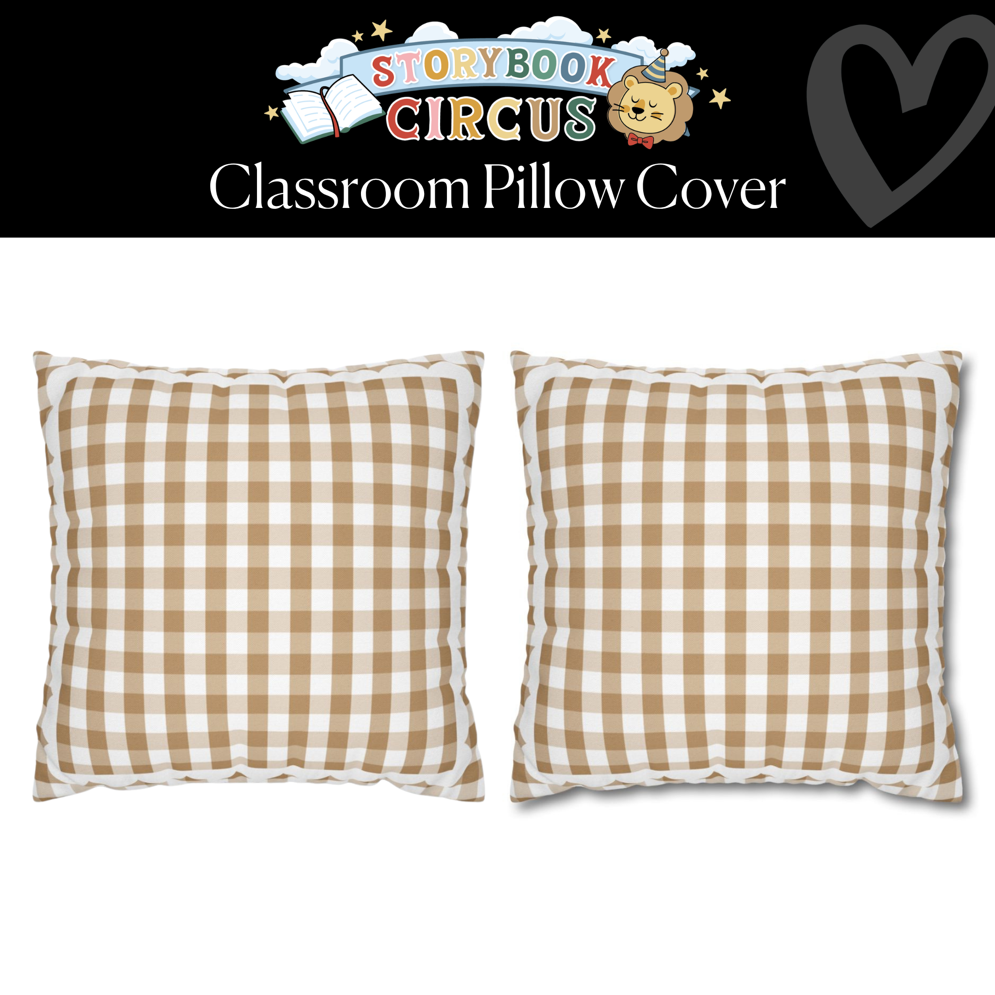 Root Beer Float Gingham Classroom Pillow Cover | Storybook Circus