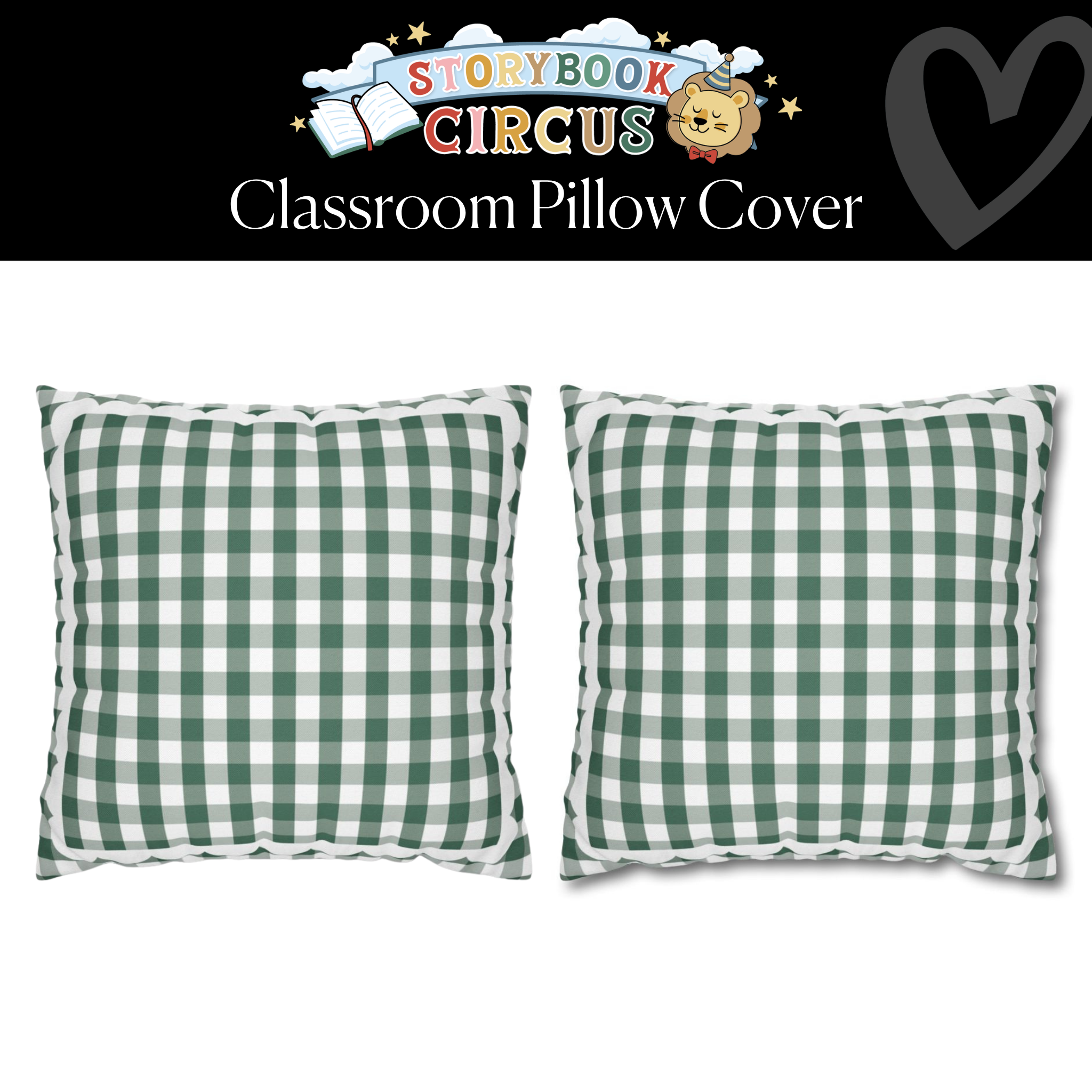 Vintage Chalkboard Gingham Classroom Pillow Cover | Storybook Circus
