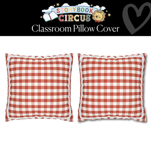 Candy Apple Red Gingham Classroom Pillow Cover | Storybook Circus