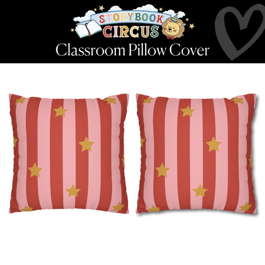 Strawberry Taffy Stripe Classroom Pillow Cover | Storybook Circus