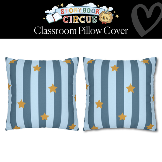 Blue Raspberry Taffy Stripe Classroom Pillow Cover | Storybook Circus
