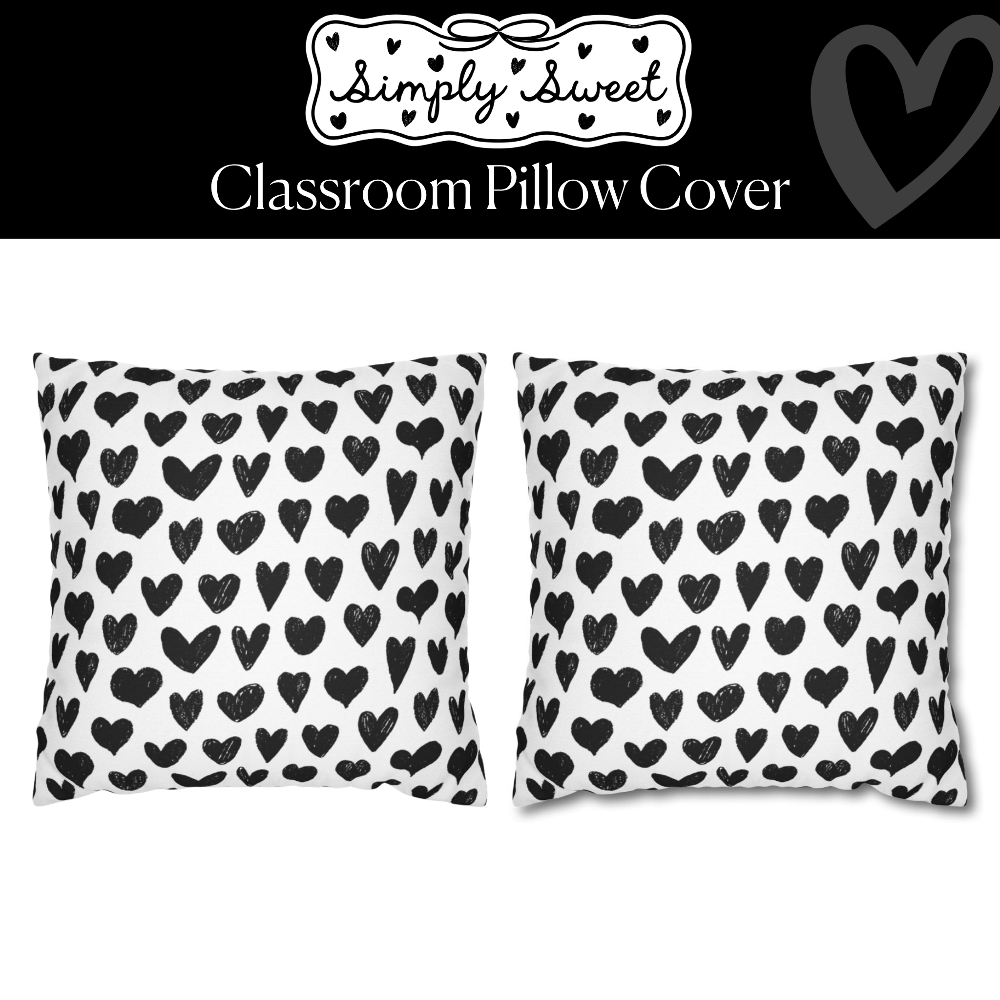 Pocketful of Hearts Classroom Pillow Cover | Simply Sweet