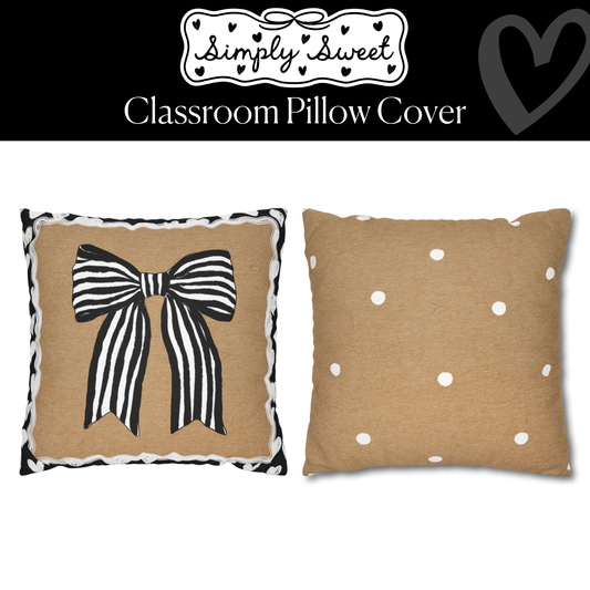 Kraft Paper Bow Classroom Pillow Cover | Simply Sweet