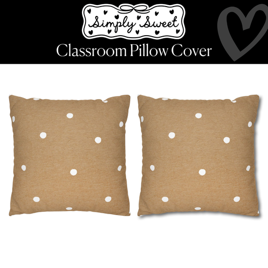 Kraft Paper White Polka Dot Classroom Pillow Cover | Simply Sweet