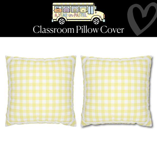 Yellow Pastel Gingham Classroom Pillow Cover | A Year In Pastel