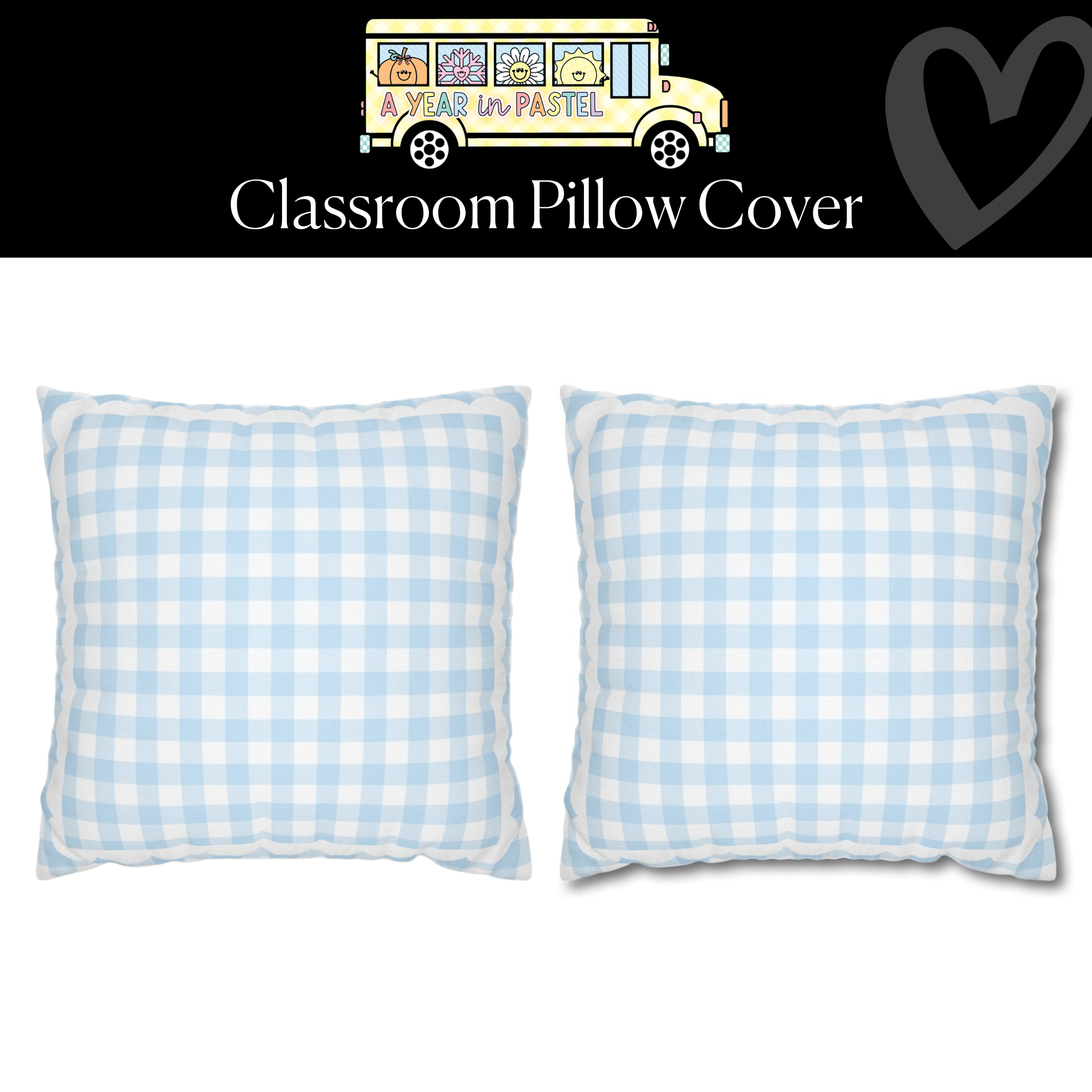 Blue Pastel Gingham Classroom Classroom Pillow Cover | A Year In Pastel