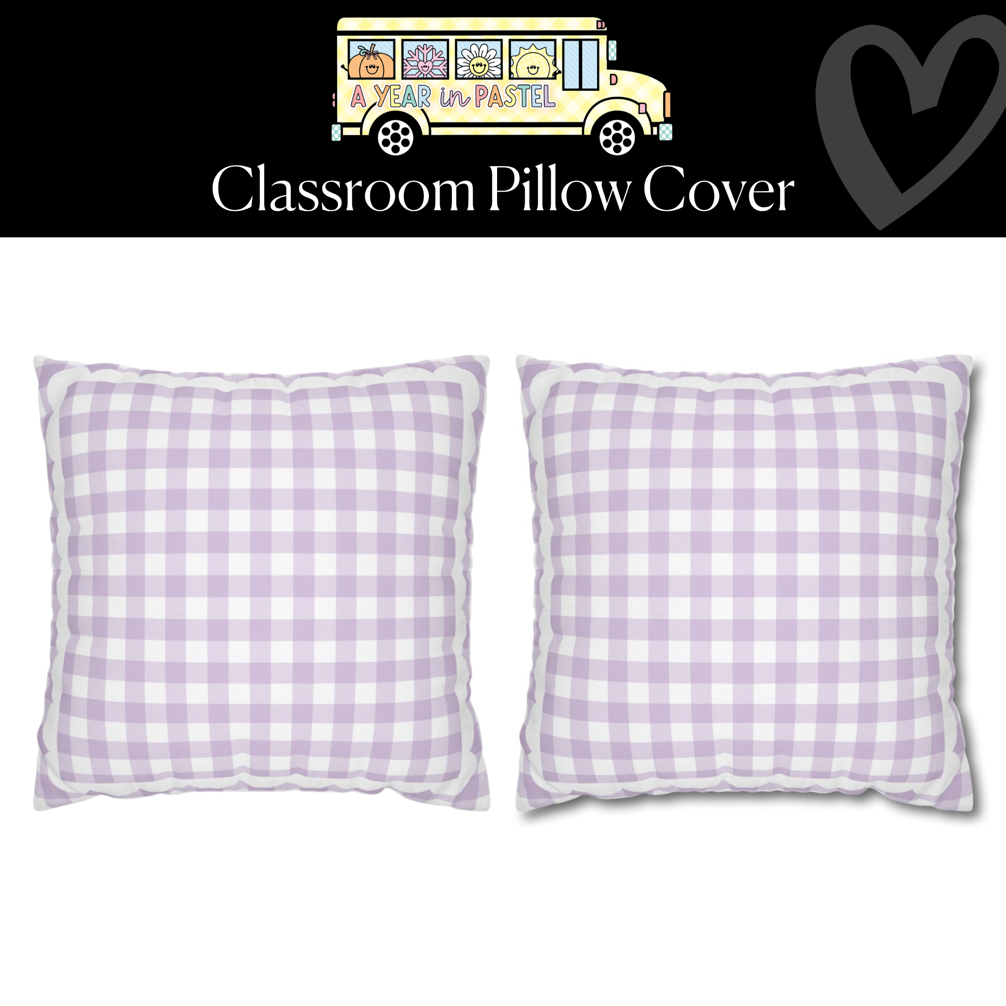 Lavender Pastel Gingham Classroom Classroom Pillow Cover | A Year In Pastel