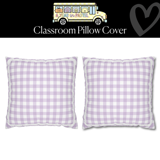 Lavender Pastel Gingham Classroom Classroom Pillow Cover | A Year In Pastel