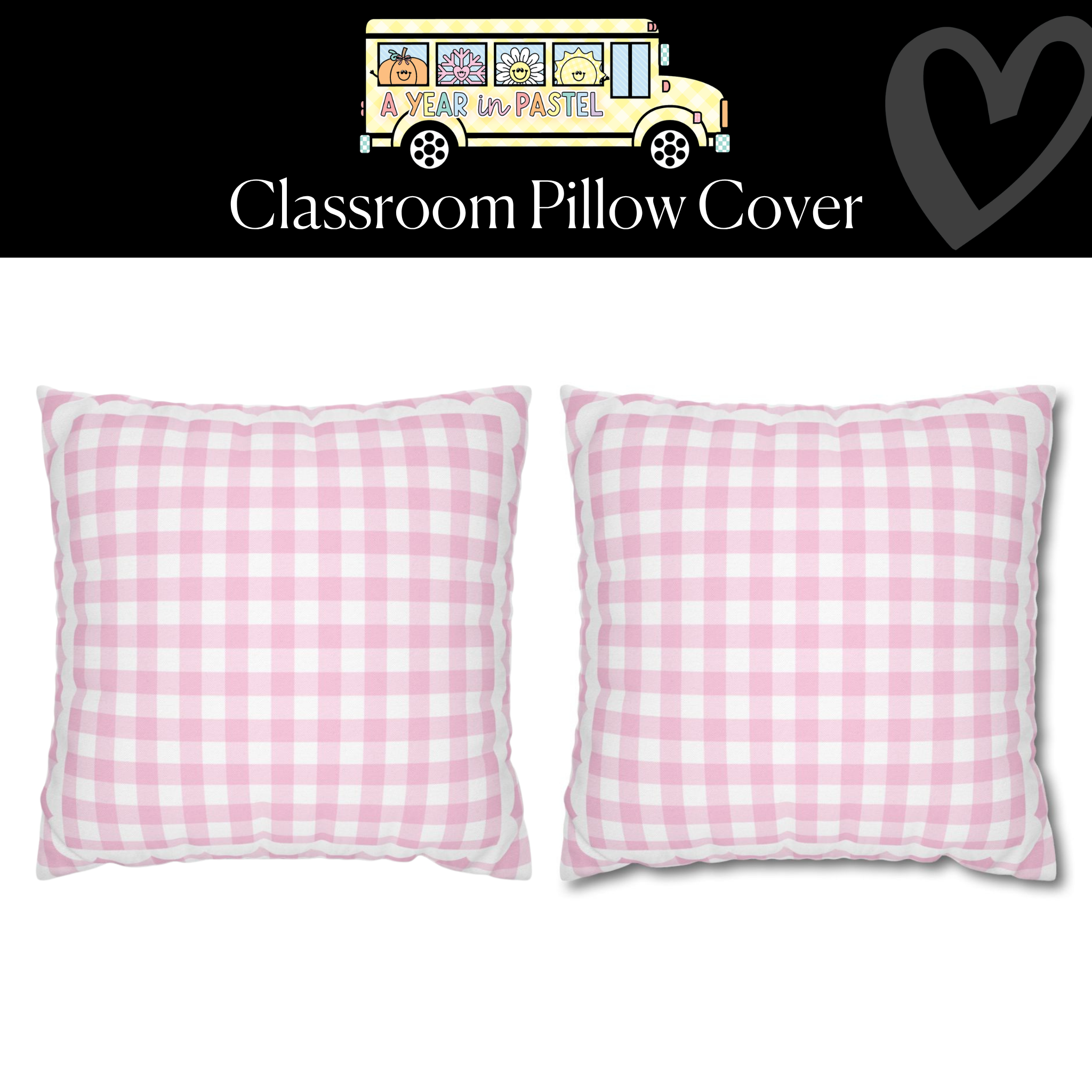 Pink Pastel Gingham Classroom Classroom Pillow Cover | A Year In Pastel