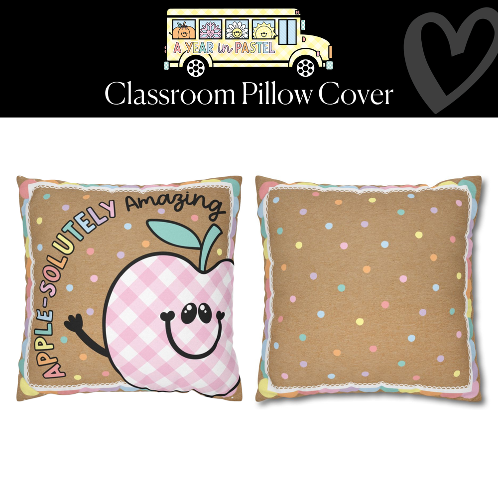 Apple-solutely Amazing Kraft Paper Classroom Pillow Cover | A Year In Pastel