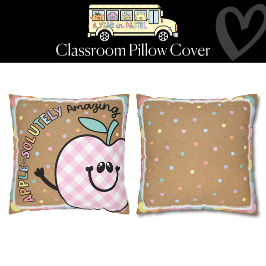 Apple-solutely Amazing Kraft Paper Classroom Pillow Cover | A Year In Pastel