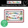 Load image into Gallery viewer, Teaching Is My Happy Place Red Gingham Desk Mat | 90s Teacher
