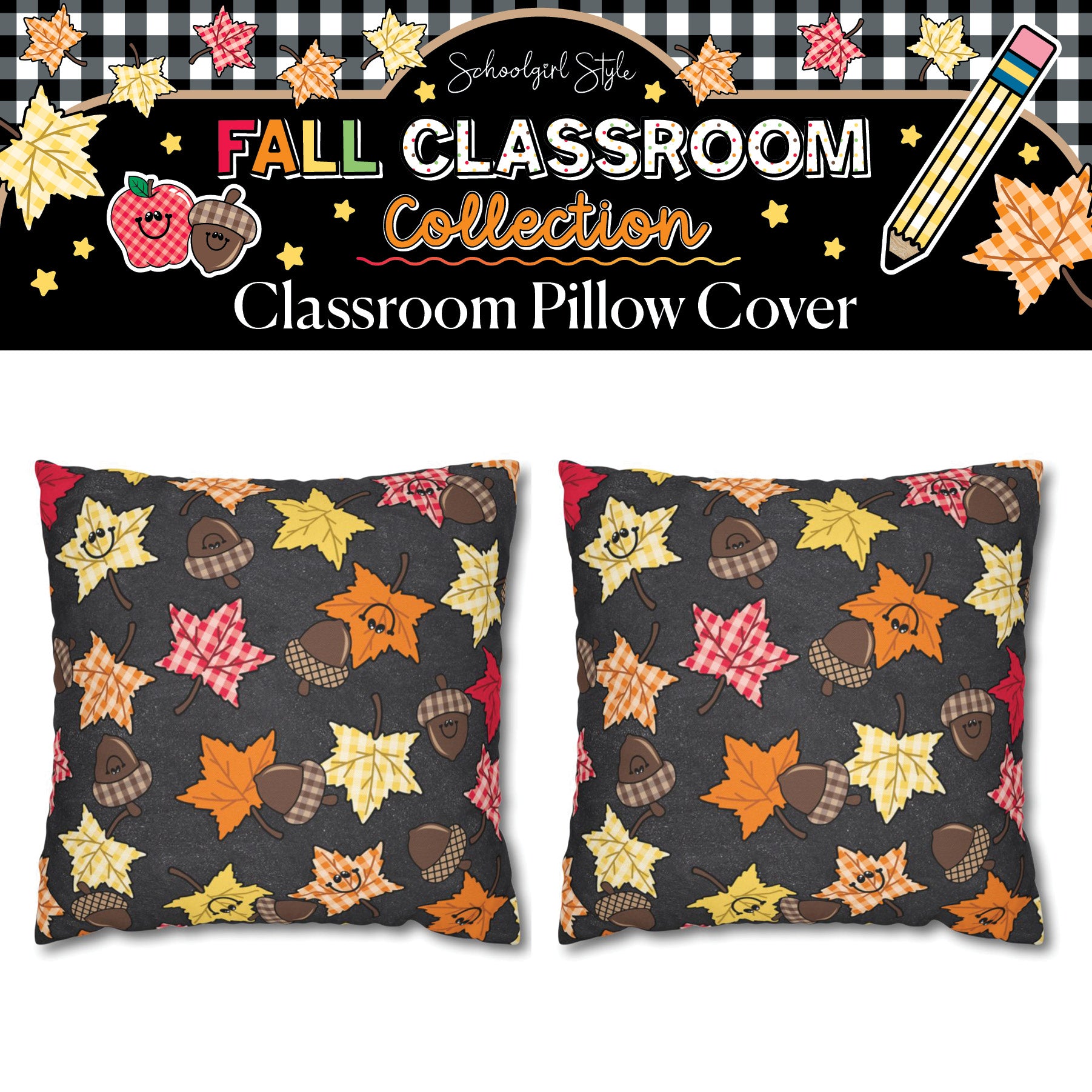 Happy Little Harvest Classroom Pillow Cover | 90s Teacher