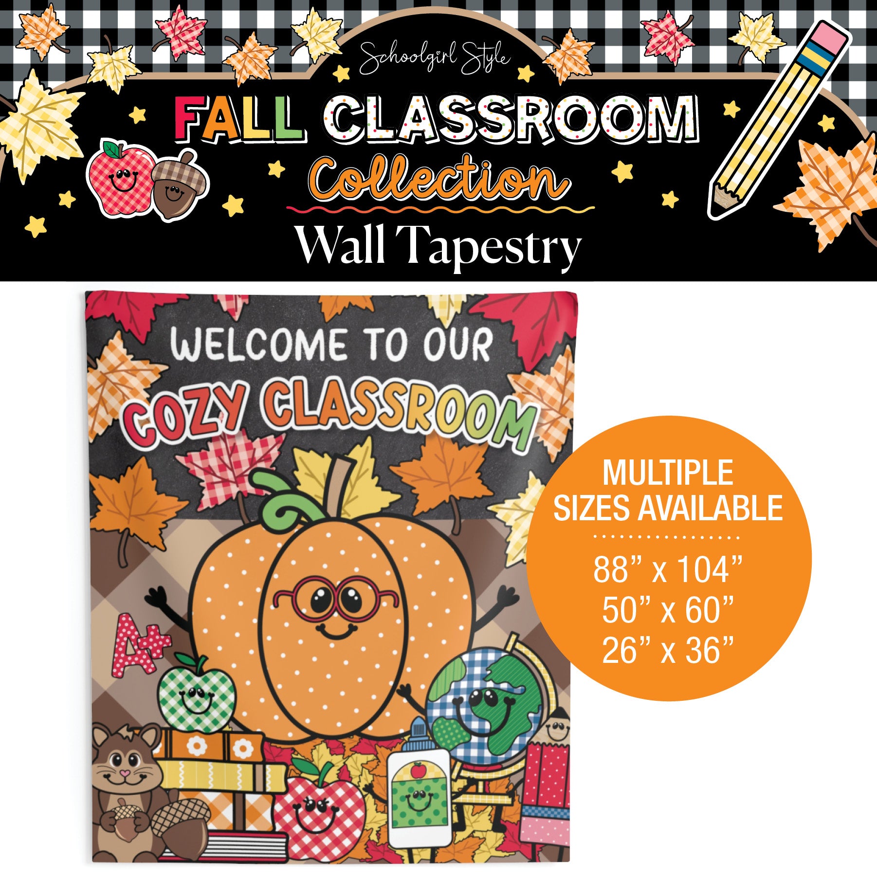 Welcome To Our Cozy Classroom Fall Seasonal Wall Tapestry | 90s Teacher
