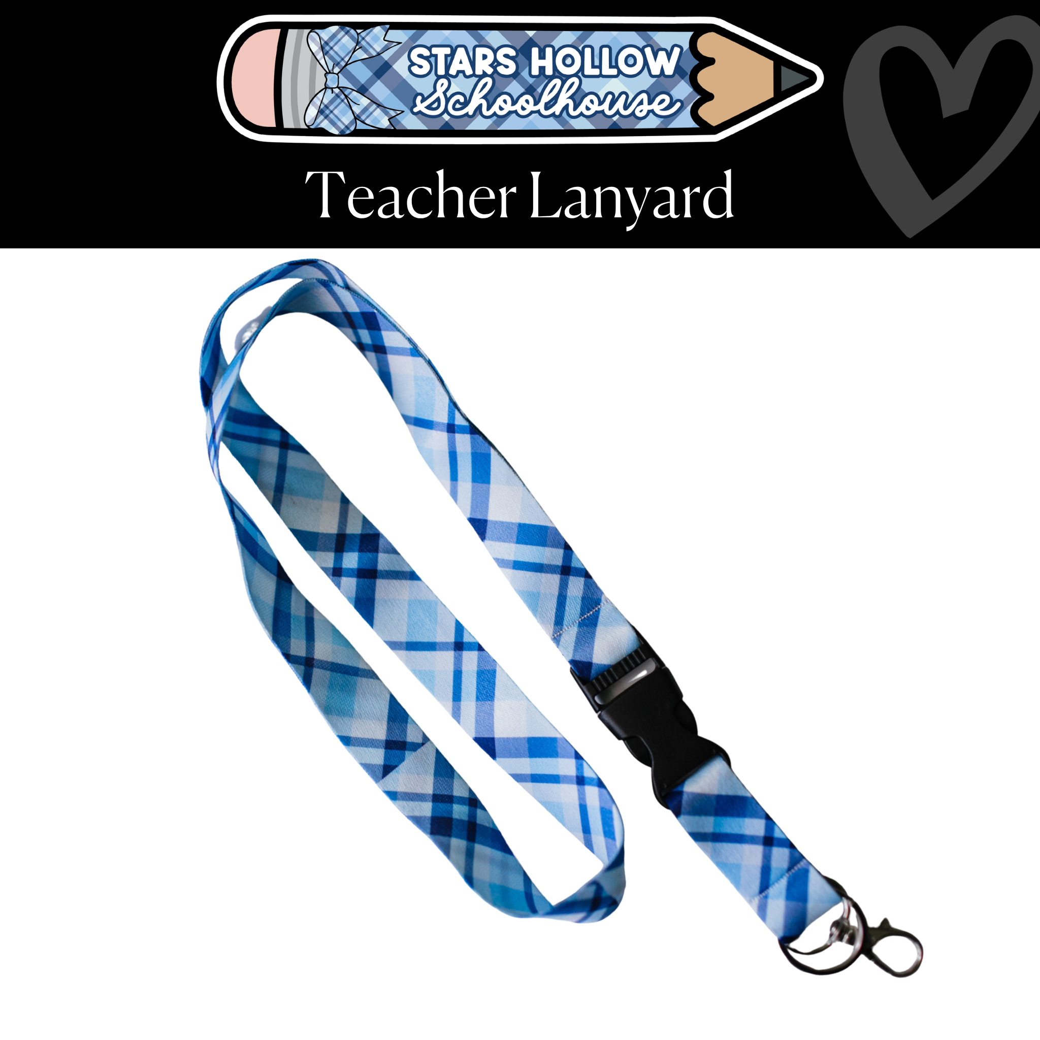 Gilmore Girls Inspired Blue Plaid Teacher Lanyard | Stars Hollow Schoolhouse